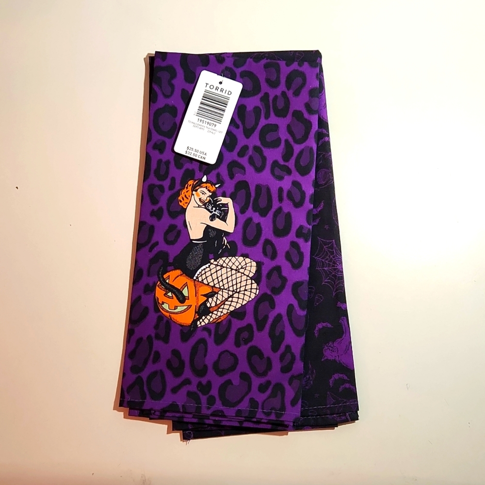 ❤️NWT TORRID HALLOWEEN DECOR KITCHEN TEA TOWEL DUO SEXY PINUP DECORATION - Picture 5 of 9